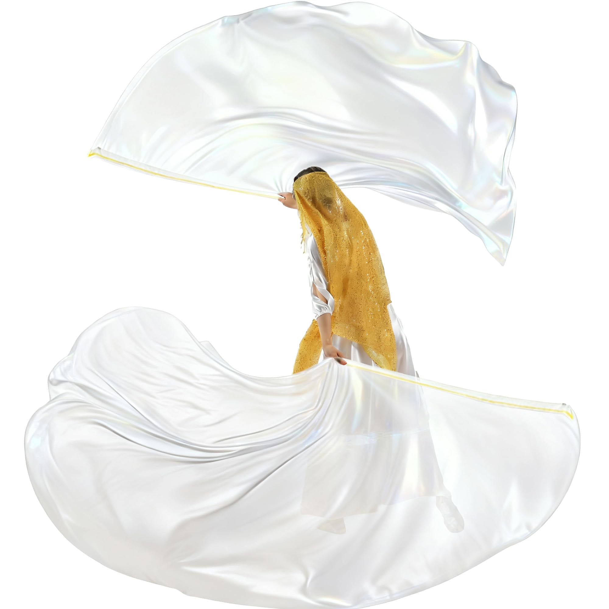 Baisdan 140 x 190 cm Bandiere di adorazione in chiffon con aste flessibile, bandiere di lode e danza di adorazione per la chiesa, adorazione profetica, danza di lode