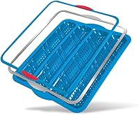Vista 1 de Non-Stick Silicone Perforated French Bread Pan with Steel Frame, Perfect for Creating a Crisp, Golden-brown Crust, Baking 4 Waves Loaves Each Loaf