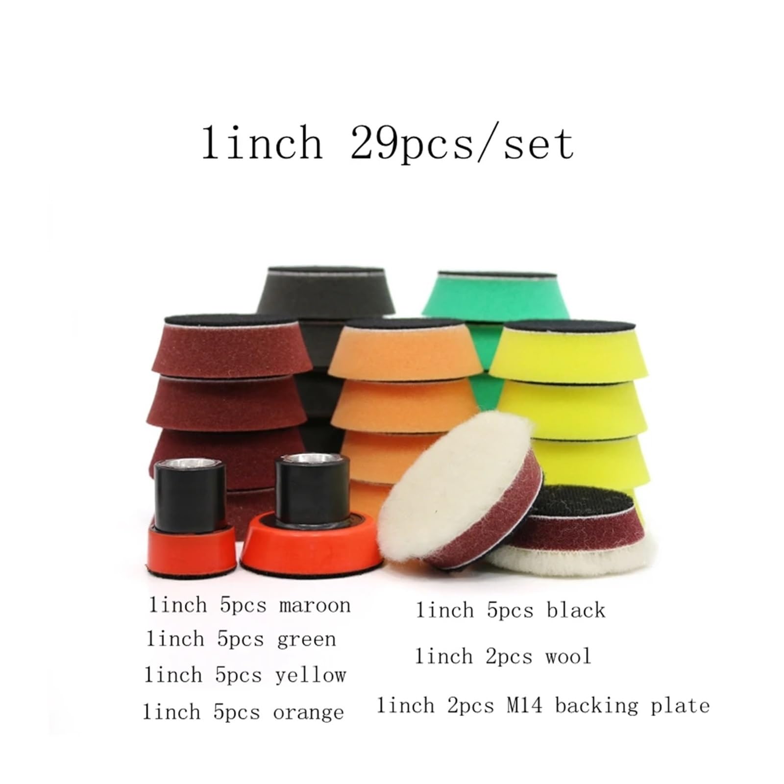 Zestaw 29 gąbek polerskich, woskowych i 1/2 cala, do polerowania piast kół samochodowych, mini detailing(1inch 29pcs)