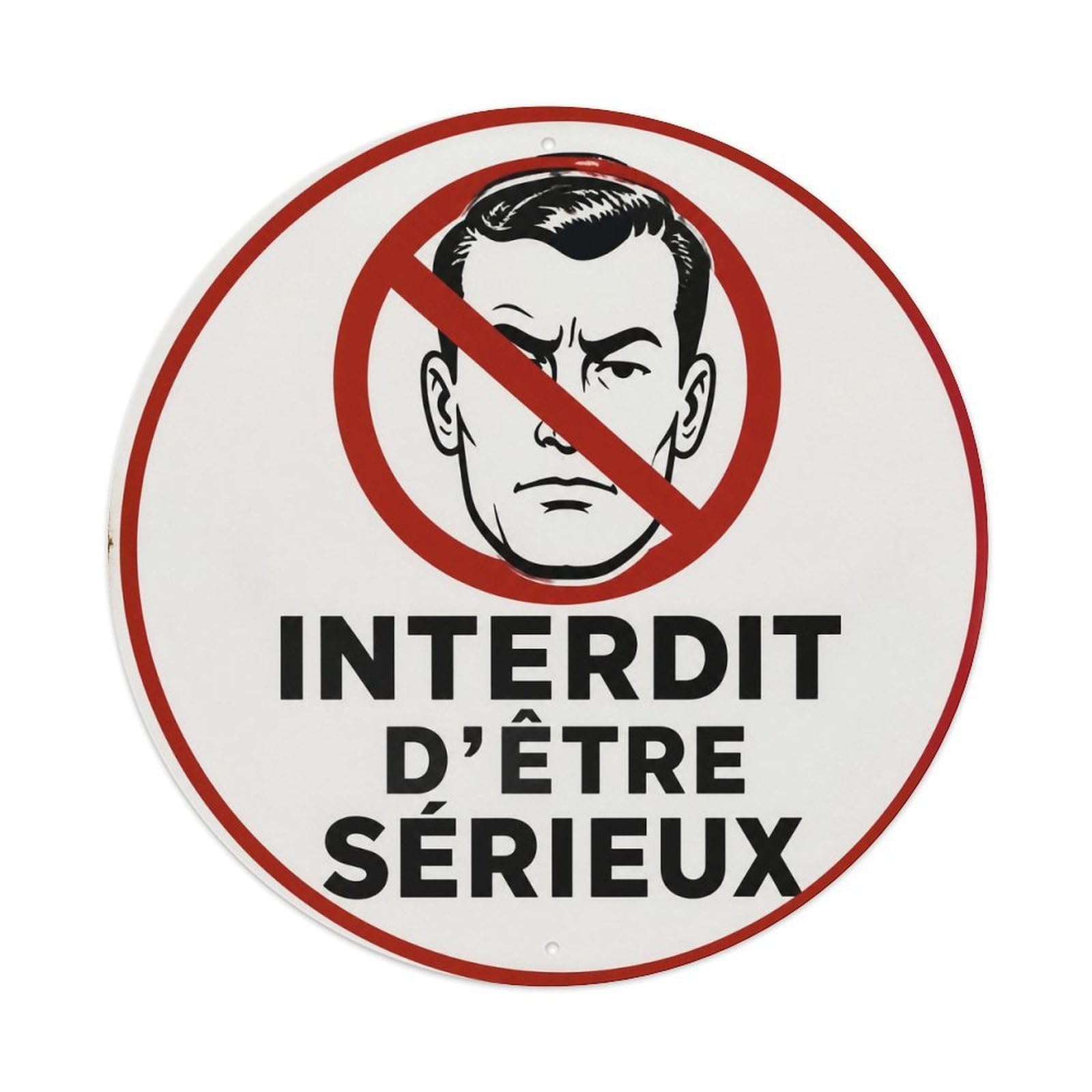 Olyhtr 8X8inch Classic Style Serieux Serious Satire Typography French Nostalgic Type Metal Tin Sign