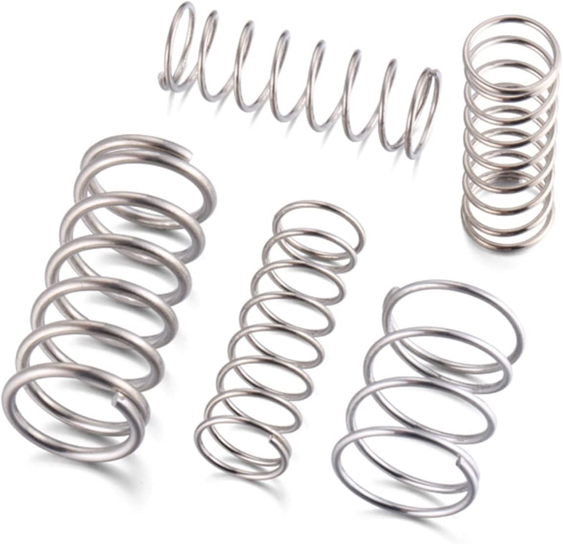 Zkenyao-压缩弹簧 小線式ステンレス鋼コイル圧縮ばね、0.8線径* 4mm OUT直径*（5-50）mm長さ、100ピース、
