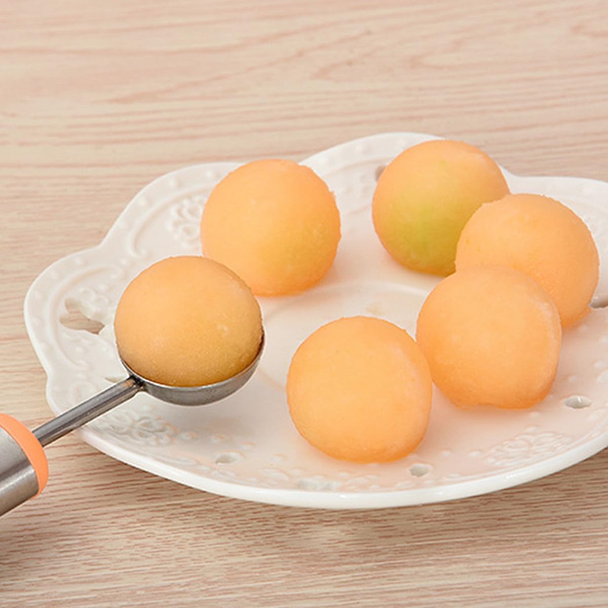Fruit Scooper with Handle Stainless Steel for Home Kitchen Use