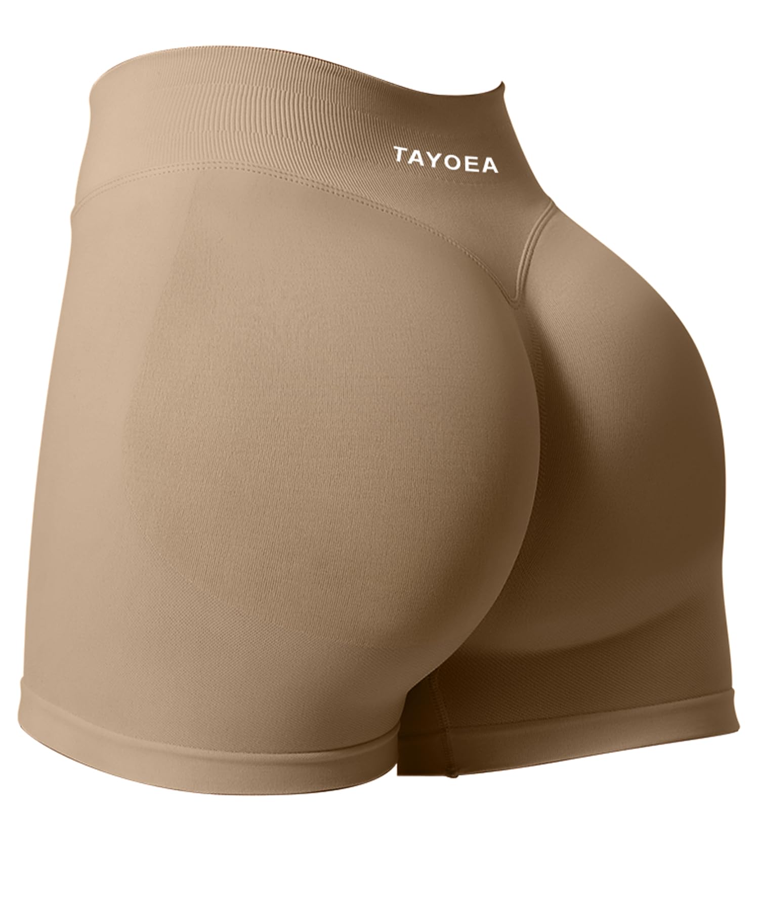 TAYOEA Sport Shorts Damen Scrunch Kurze Sporthose Push Up Kurze Leggings Butt Lifting Gym Short Nahtlose Workout Radlerhose Damen Hellbraun,M