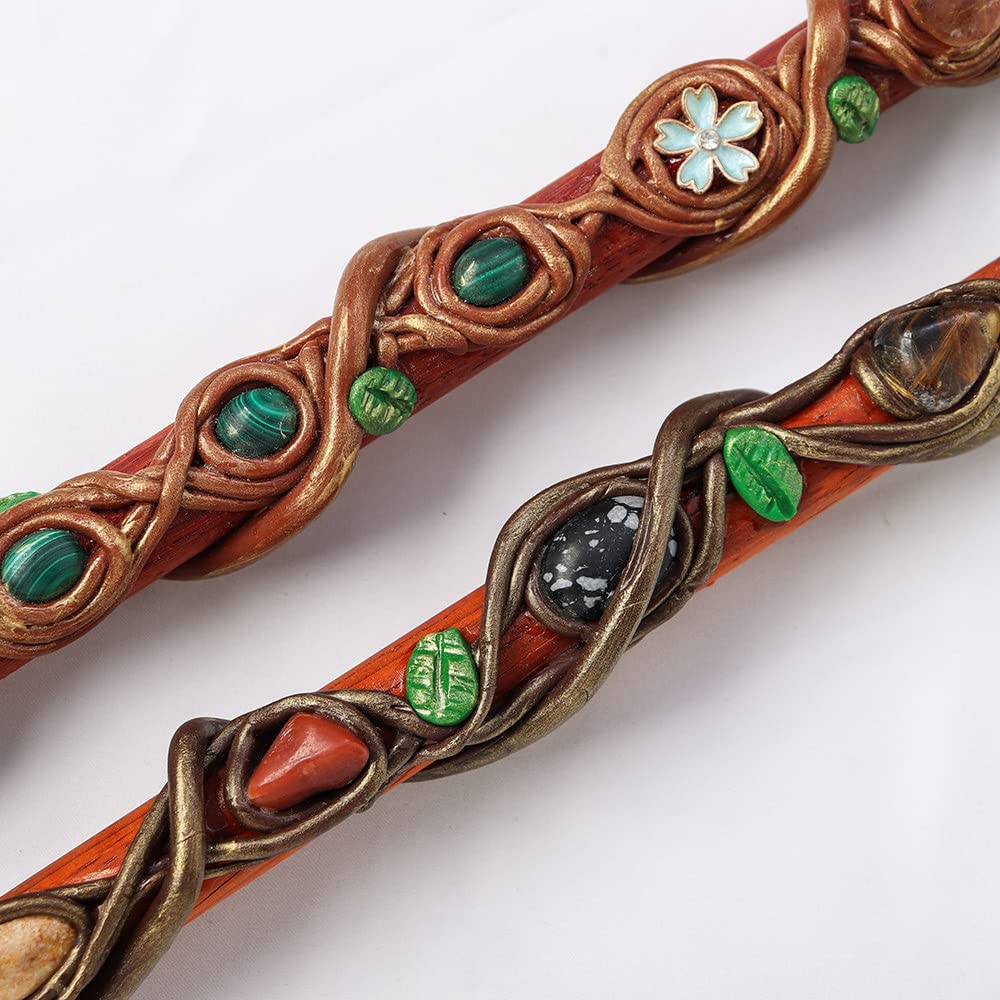 Youther Bacchetta Magica Di Cristallo Naturale Fatta A Mano Ametista Quarzo Trasparente Lucido Intaglio Gemma Ramo Twining Bacchetta Cosplay Prop,b