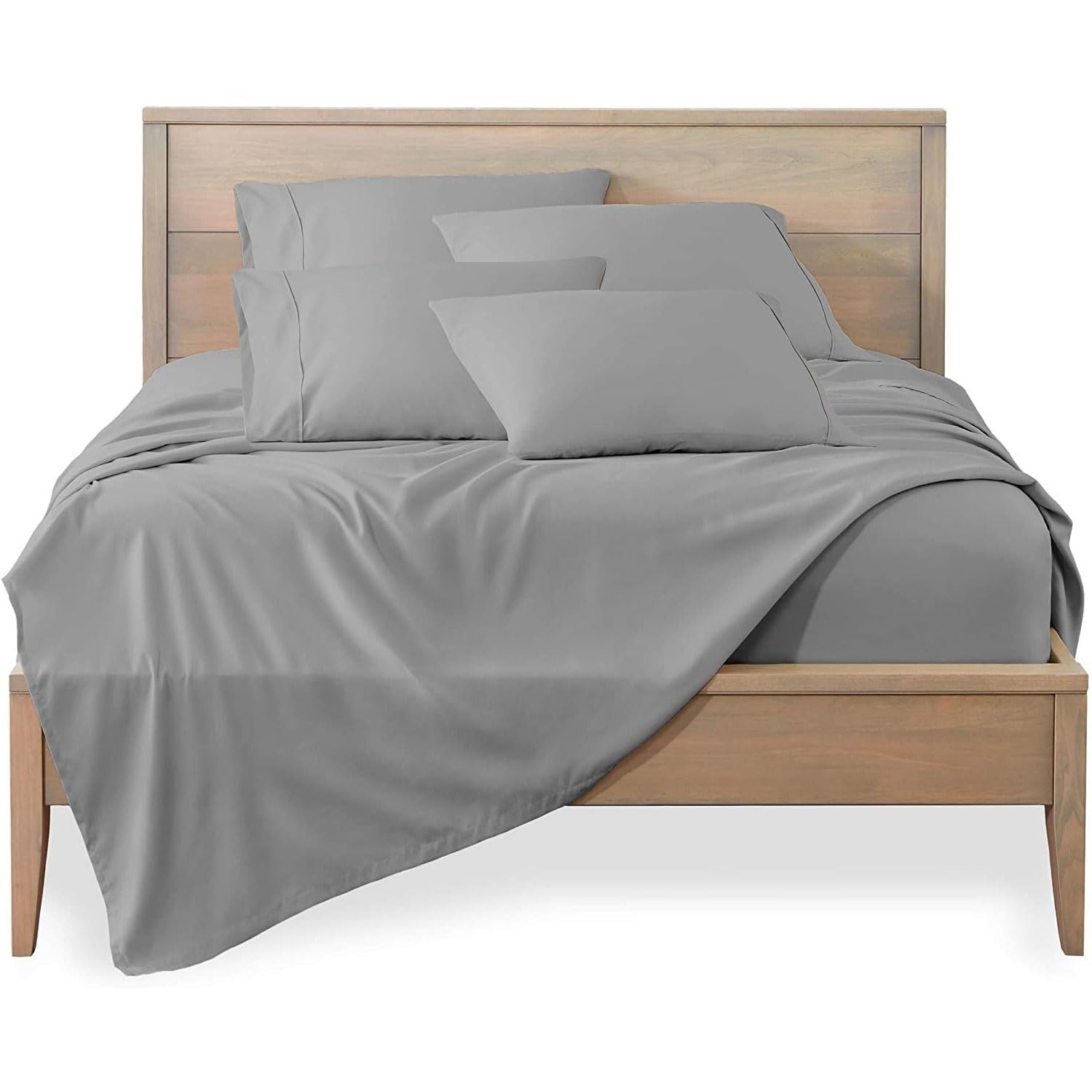 HOME SHEETS King Plain Sateen 600 TC 100% Cotton King Size (100 X 102 inch) Bedsheet with (18 X 28 inch) 4 Pillow Covers- (King Size, Light Grey Solid) (B099FG6MMF) Amazon Price History, Amazon Price Tracker