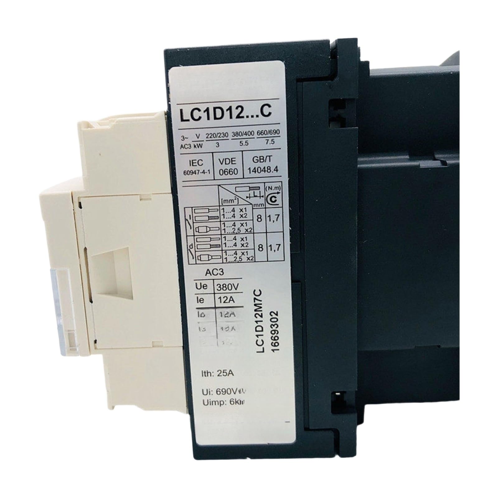 Contactor de CA LC1D012M7C AC220V trifásico 12A(AC220V)