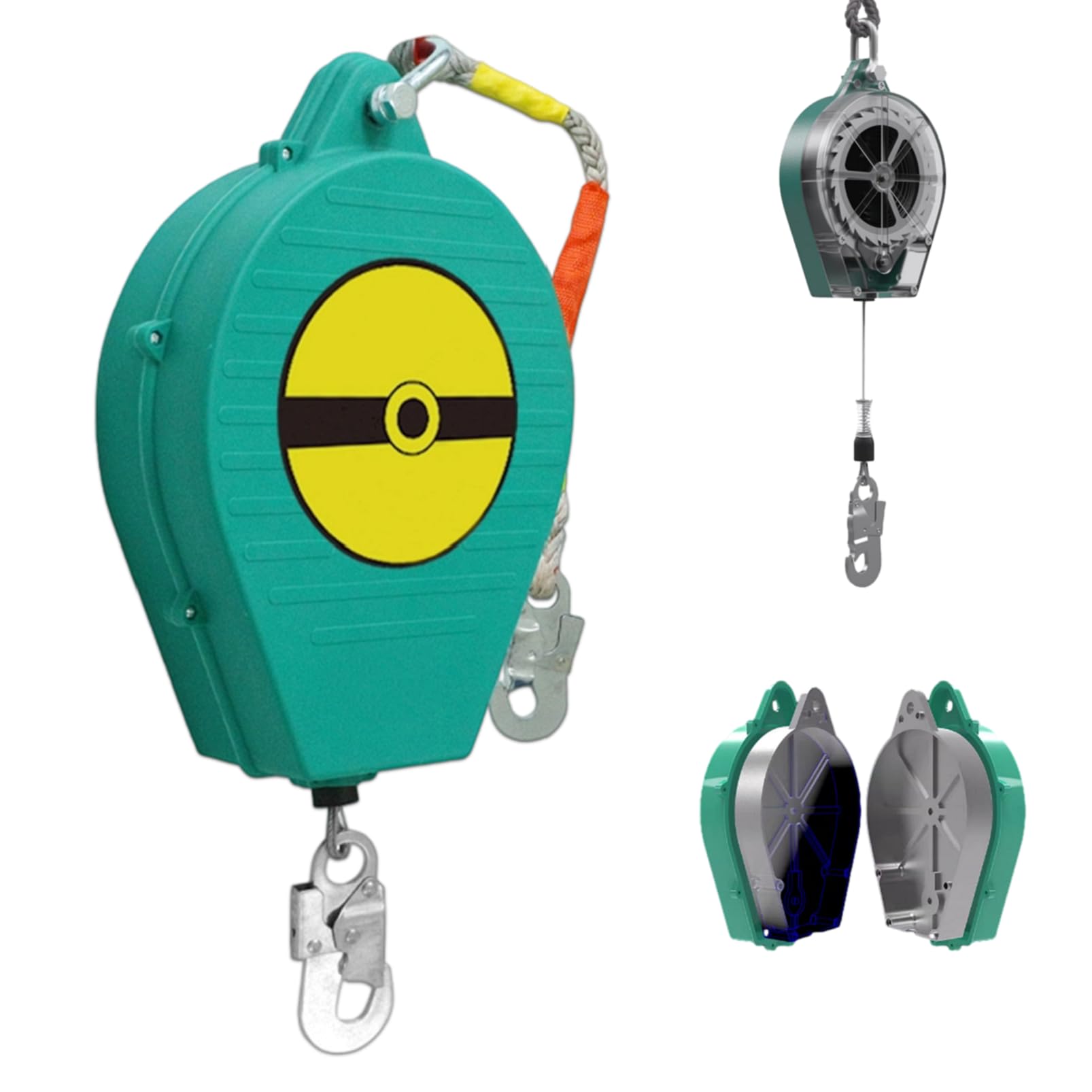 Dispositivo Anticaduta Retrattile Certificato(Verde,10 metri) | 3-20m Imbracatura di Sicurezza Anticaduta Tetto, 150kg Dispositivo Sicurezza Anticaduta per Tetto/Lavoro Aereo