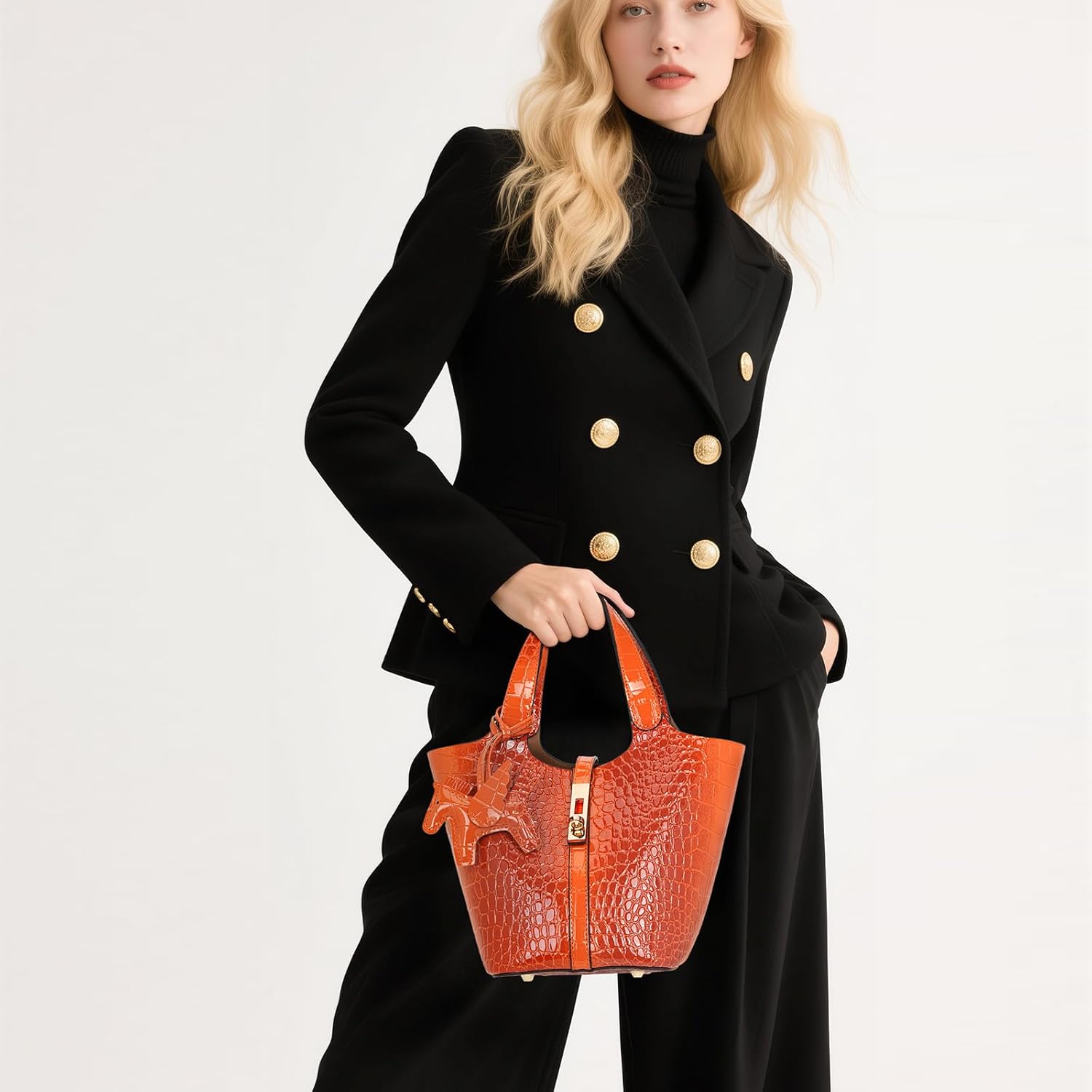 Tote Bag for Women Satchel Bag for Women Shoulder Handbag Bucket Purse Clutch Bags for Work Evening Black - Image 2