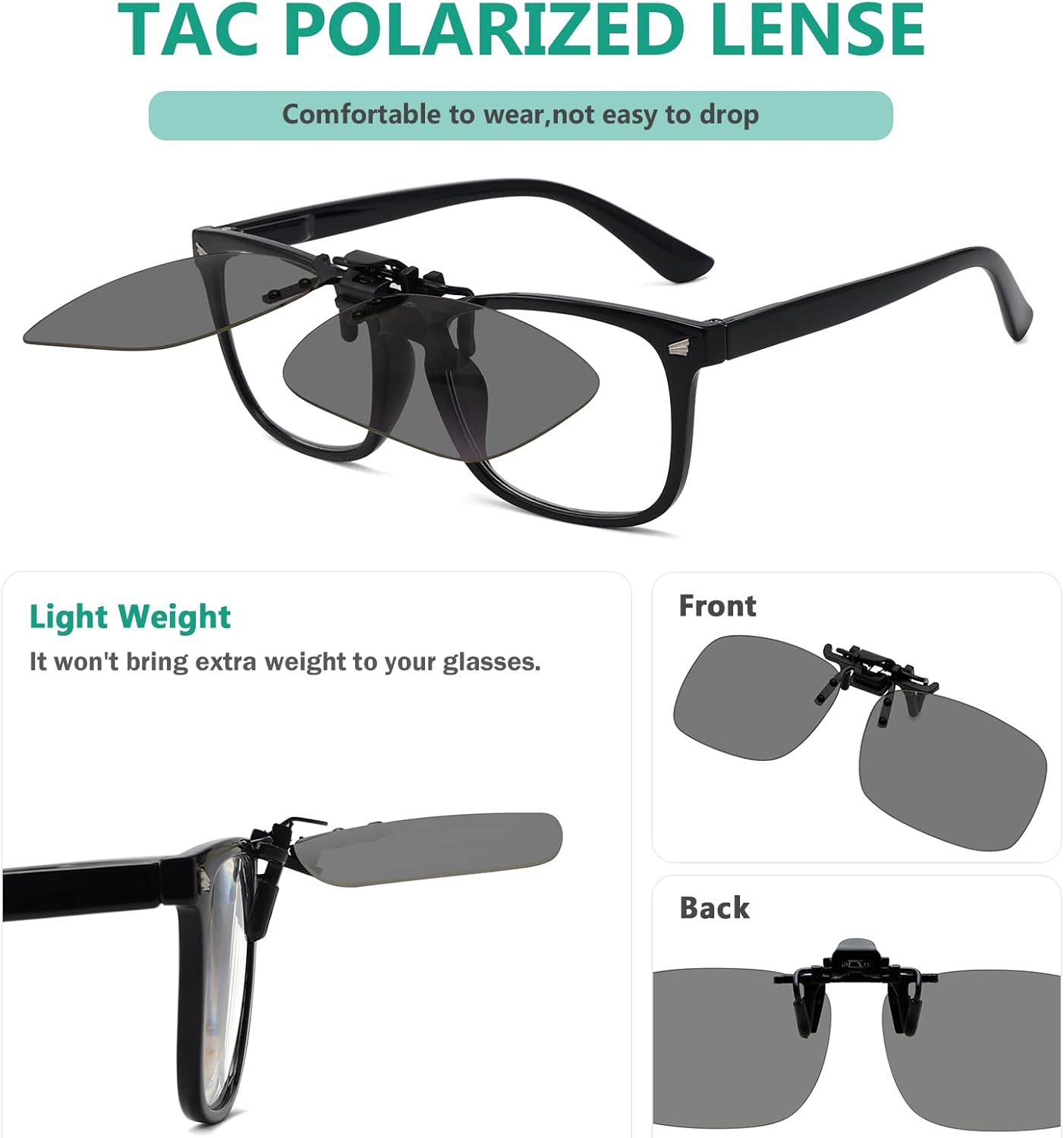 Eyekepper 4 Pack Flip-up Clip-On Sunglasses 59x39 MM Metal Wear Over Glasses - Image 5
