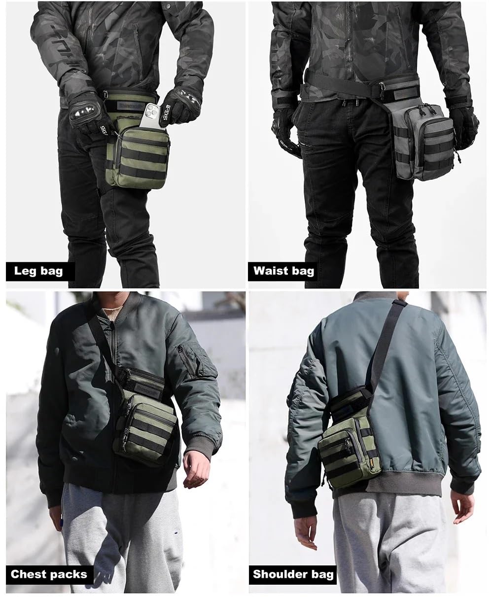 Pernera Moto Bolsa táctica de Viaje for Motocicleta, Bolso Impermeable for teléfono móvil, riñonera, Bolsa for Pierna(Black-01)