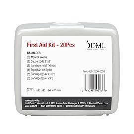 DMI First-Aid Kit, Mini 20-Piece Kit, Small and Compact All-Purpose Use for Minor Cuts and Scrapes, Durable Water-Resistant Case, Convenient and Portable, FSA & HSA Eligible