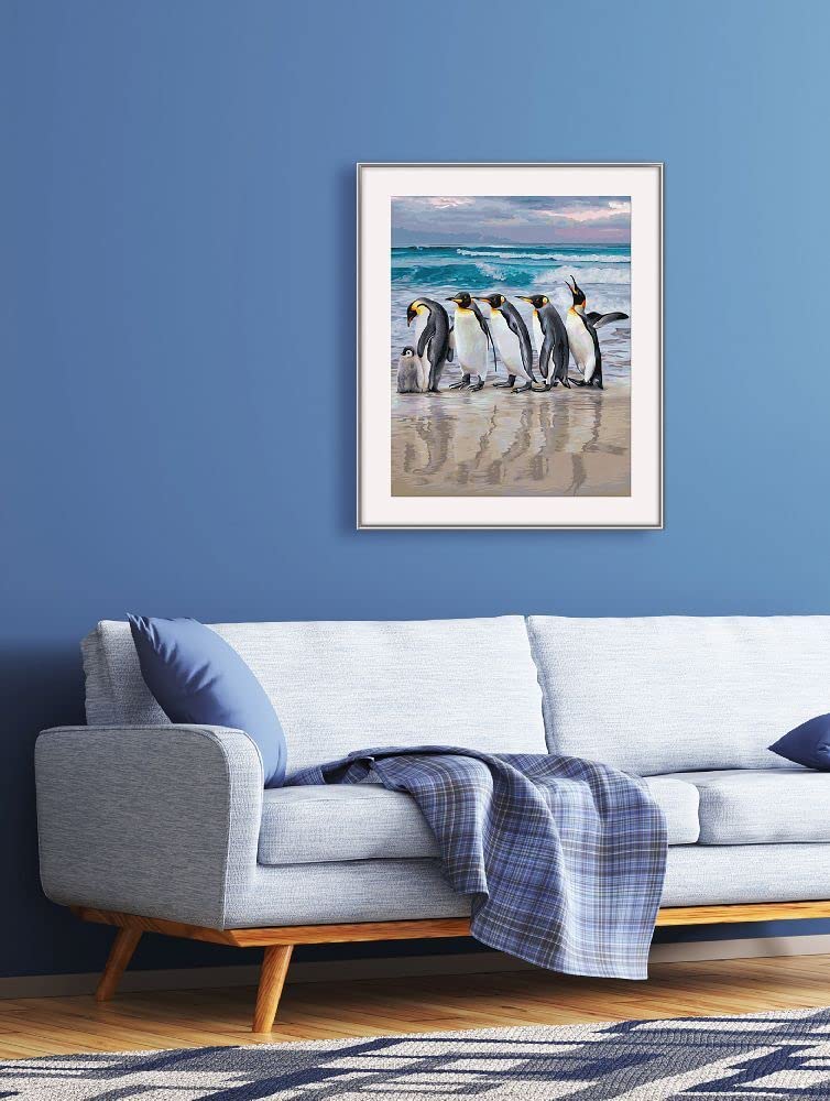 Schipper 609130887 Malowanie według numerów – pingwiny cesarskie – obrazy dla dorosłych, łącznie z pędzlem i farbami akrylowymi, 40 x 50 cm