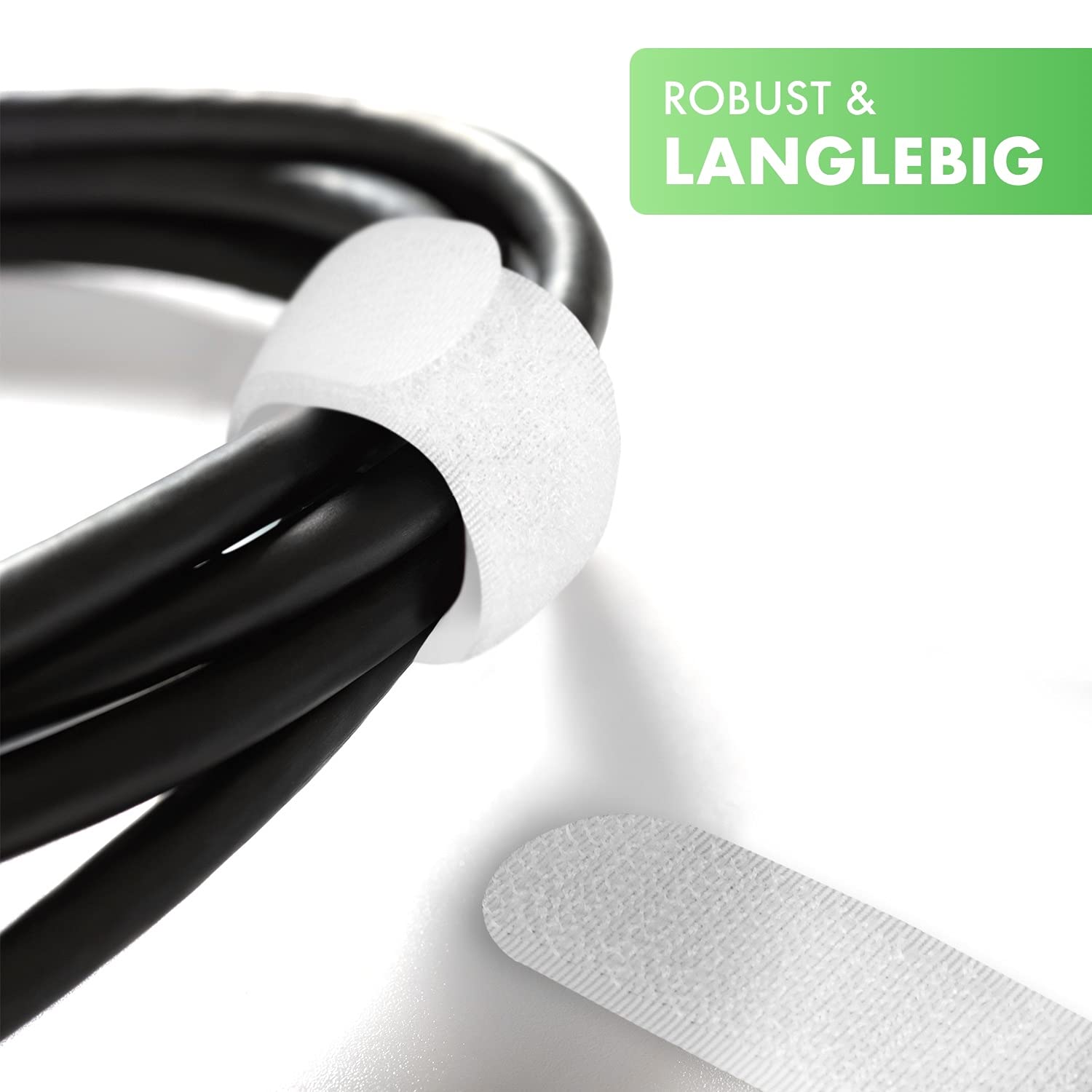 FrogJim 10x Gancio E Passante 50cm Con Fibbia, Bianco, Larghezza 20 Mm, Fascetta Riutilizzabile In Nylon KWS5010 - Foto 6