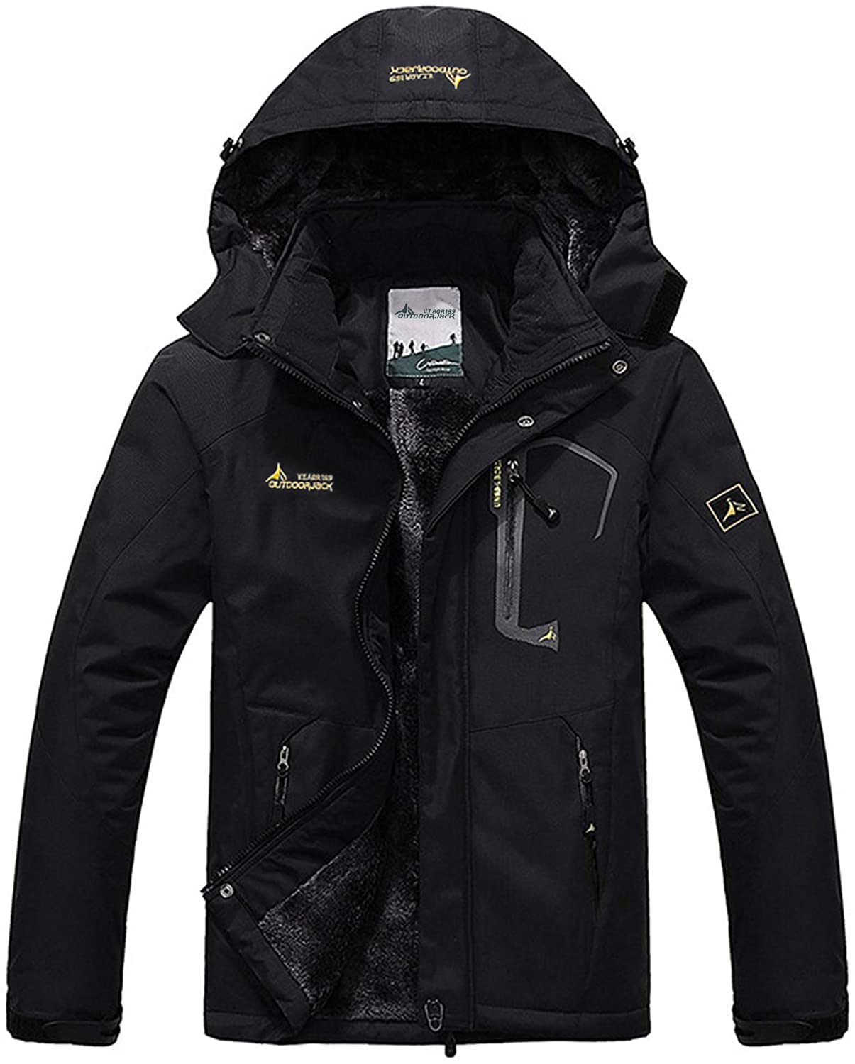 Memoryee Uomo Sci Giacca Pile Fodera Antivento Cappotto Invernale all'aperto Caldi con Cappuccio Staccabile Giacche