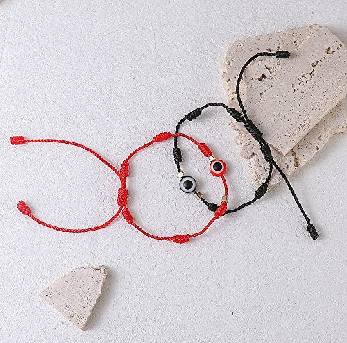 Image of Caiyao Evil Eye Bracelet - Handmade Adjustable Red Black String Knot Lucky Kabbalah Protection Bracelet
