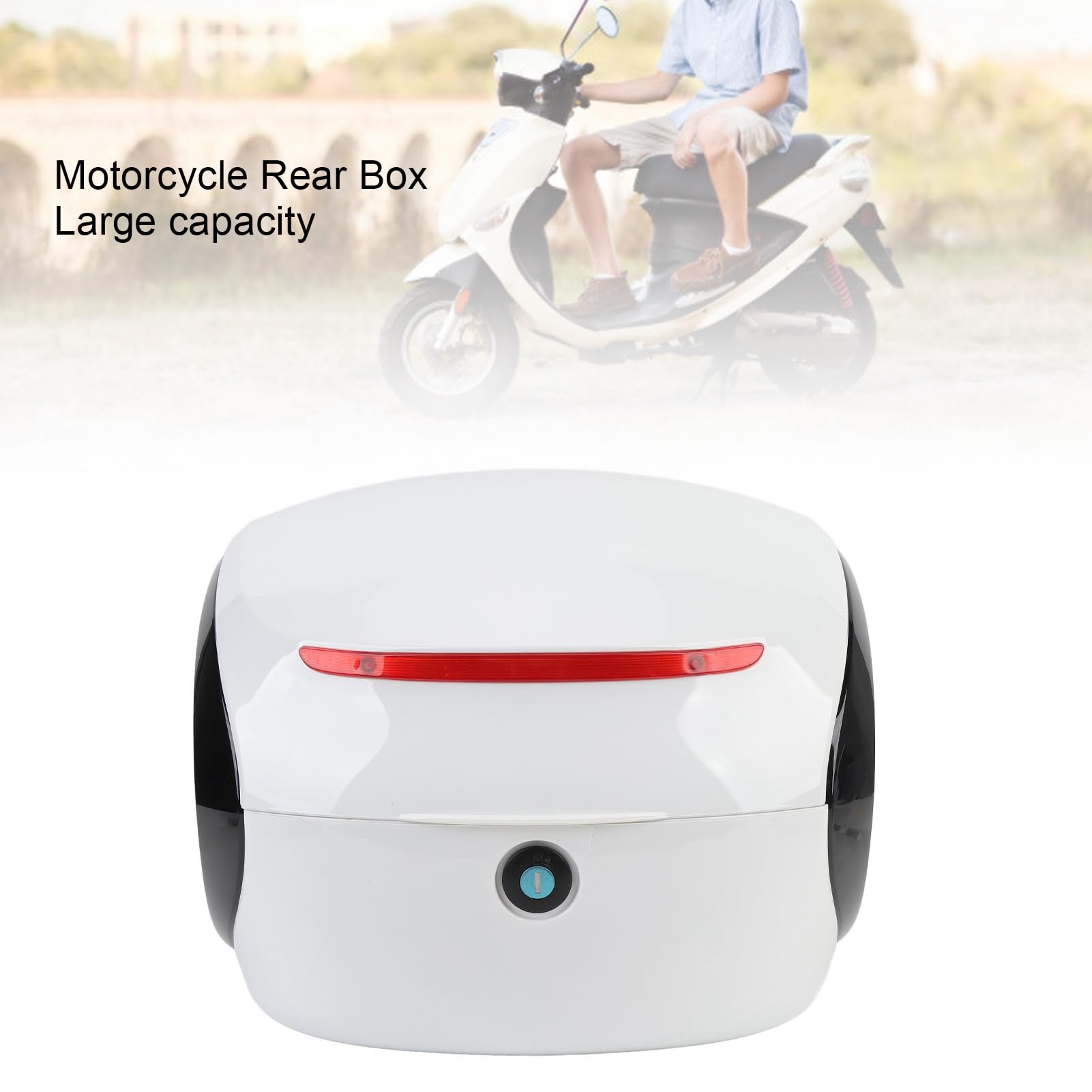 CCYLEZ Bauletto Moto 32L, ABS Leggero, per Moto (WHITE) | Grande capacità, resistente all\'acqua, facile installazione, compatibile con le moto
