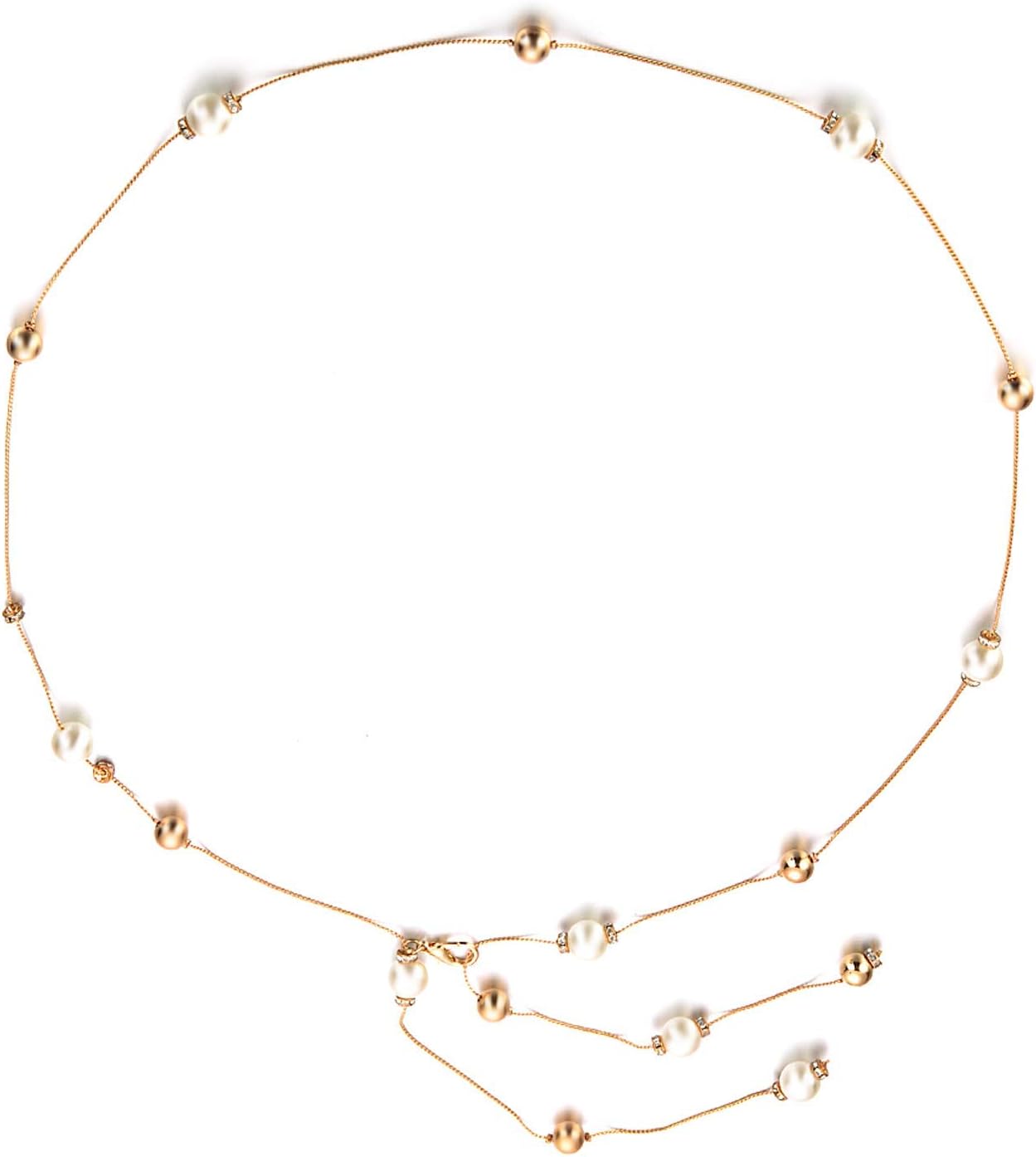 WedDecorWedDecor Womenâ€™s Pearl Diamante Rhinestone Waist Charm Chain Belt Fashion Accessories for Casual, Formal and Western Outfits, Fits up to Waist Size of 40"