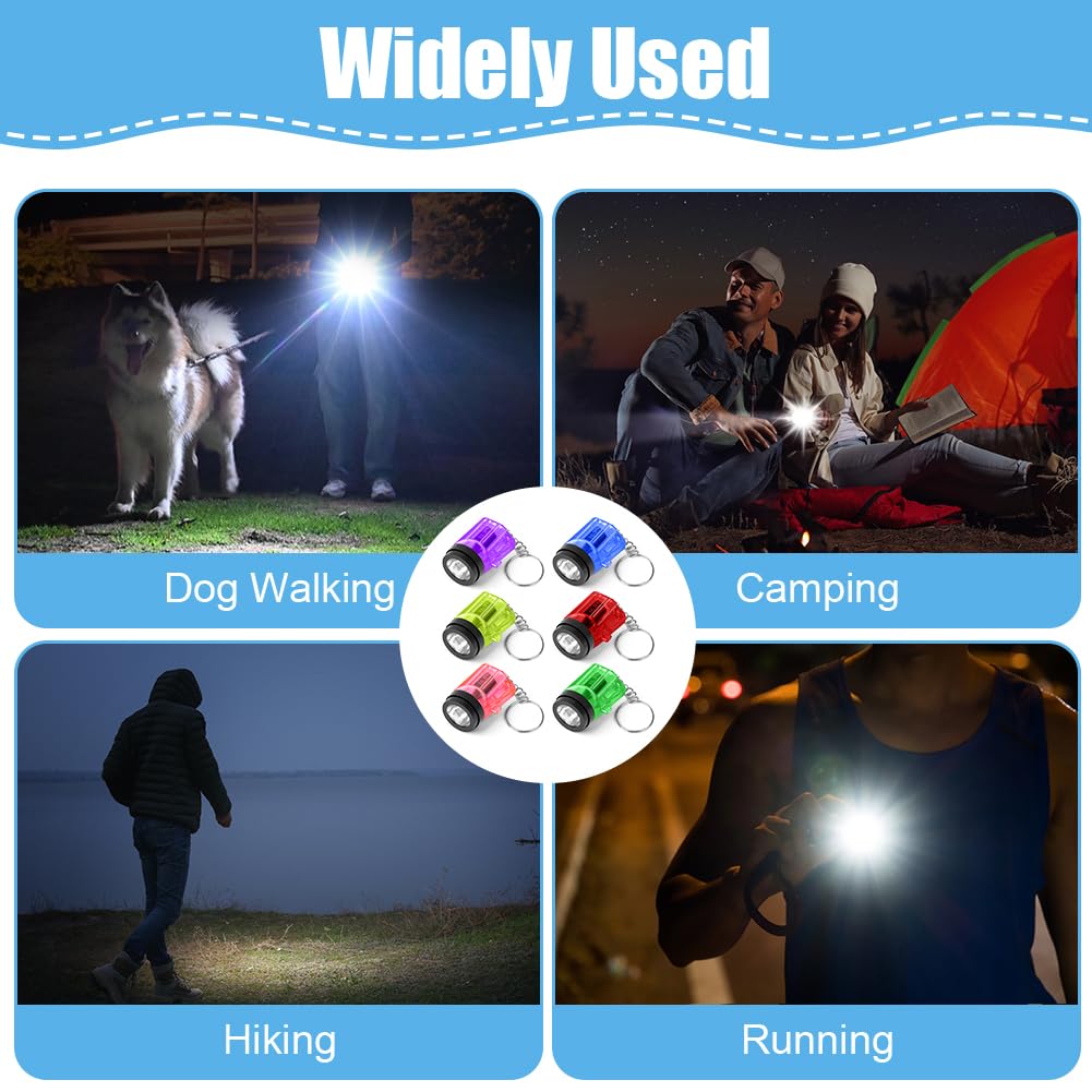 28 Mini Lampes De Poche Porte-Clés LED - Multicolores - Piles Incluses - Pour Camping, Urgences, Cadeaux Enfants