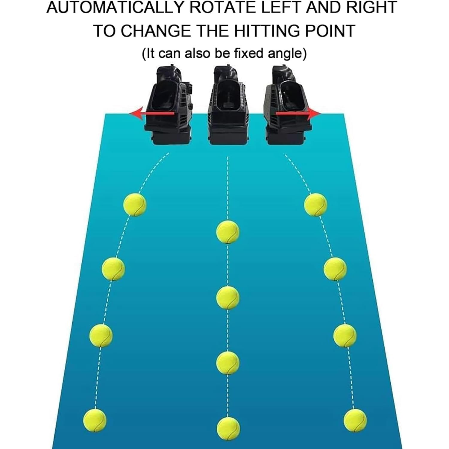 Lanceur de balles de tennis avec fréquence réglable et rotation automatique, capacité 30 balles