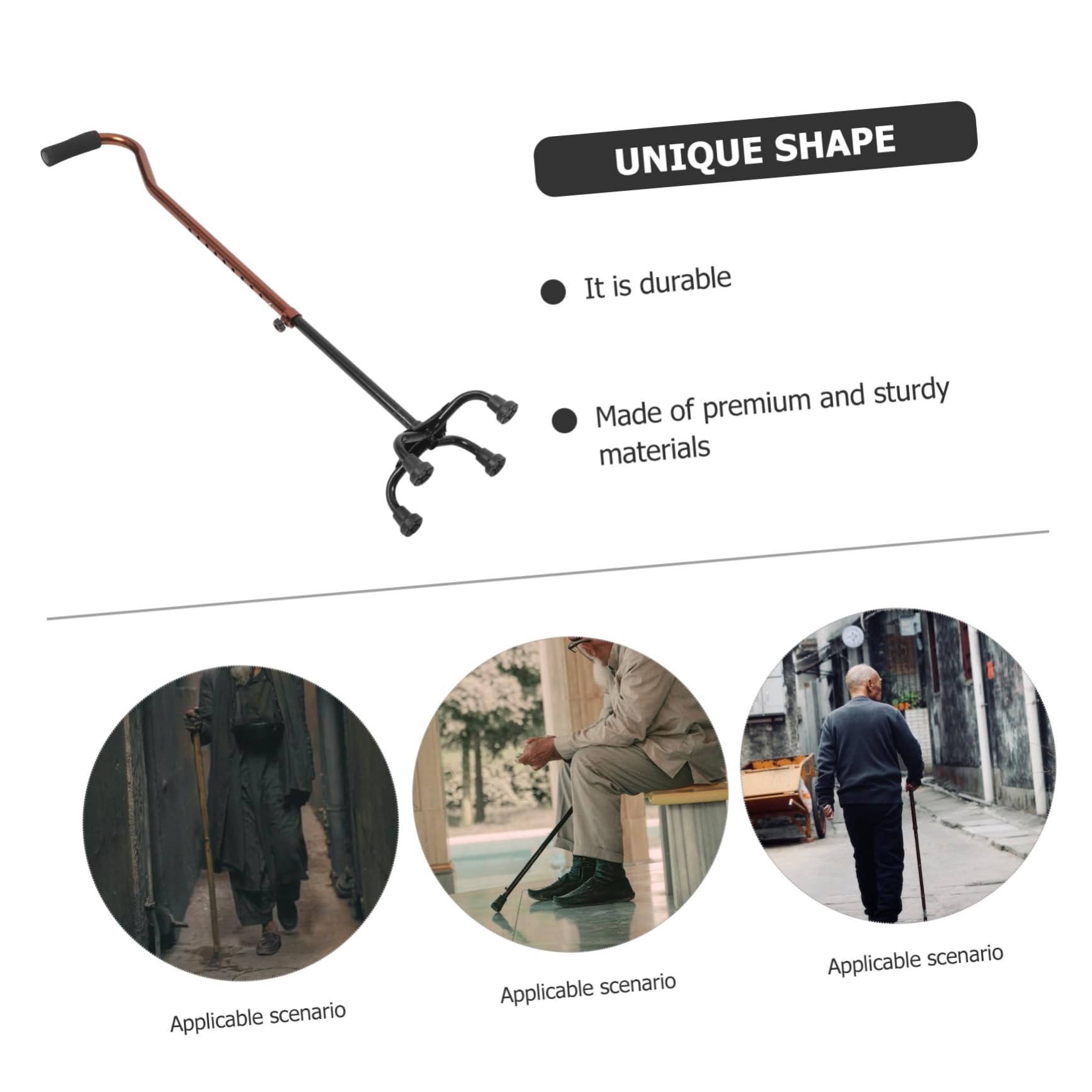 Bastone Impugnatura Camminare Alluminio Regolabile Lega e per in di Gomma Ergonomica Antiscivolo, Leggero e Resistente per Anziani e Attività All'aperto