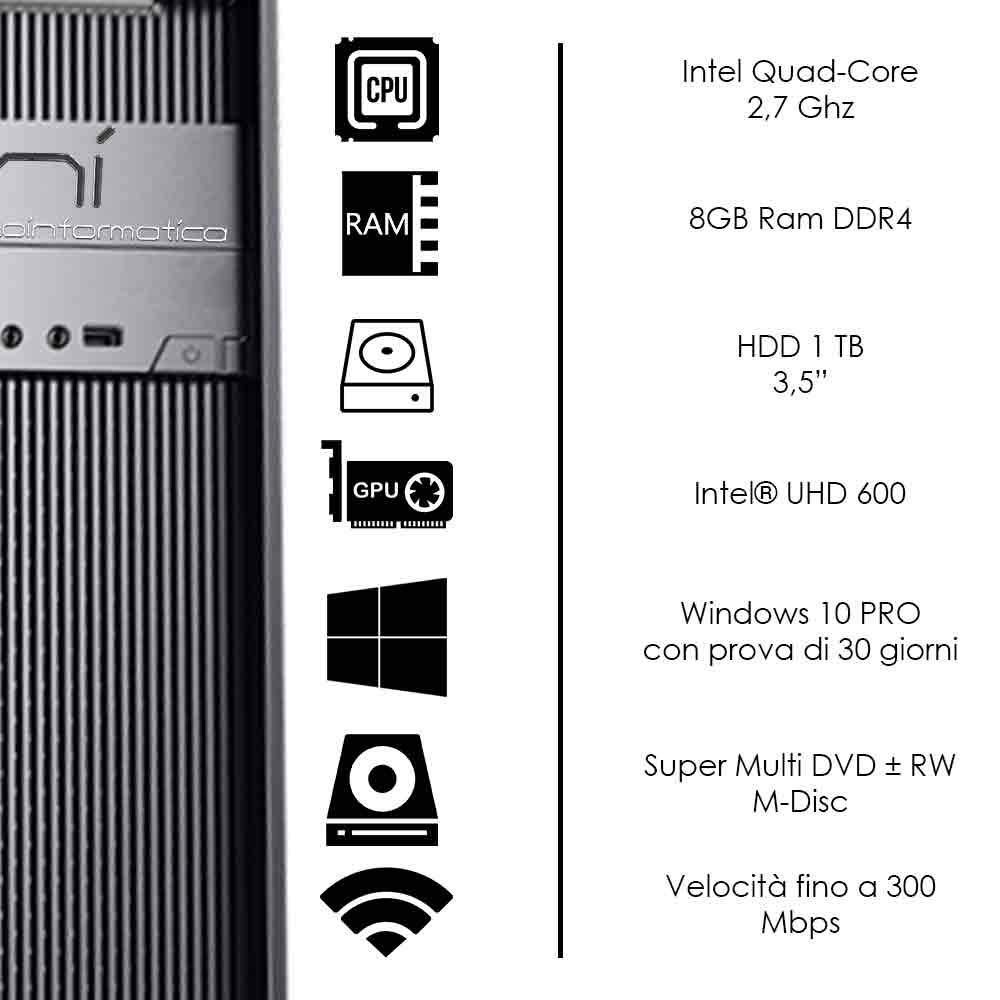 Desktop PC Core I7 con RAM 8 GB e SSD 1 TB - Dettaglio