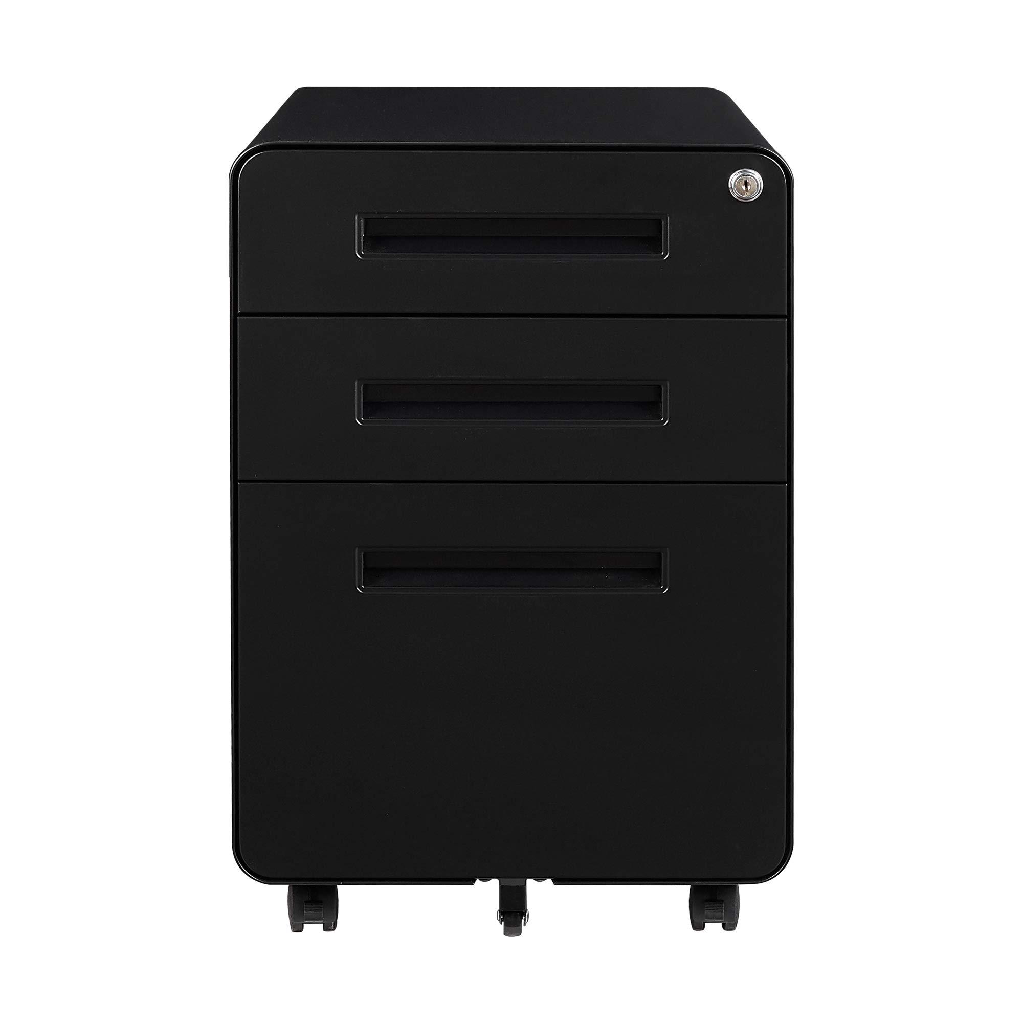 Fesbos Vertical File Cabinet with Lock, 3 Drawer Mobile Metal Filing Cabinet for Legal/Letter Size, Pre-Built Office Storage File Cabinet with Wheels Under Desk