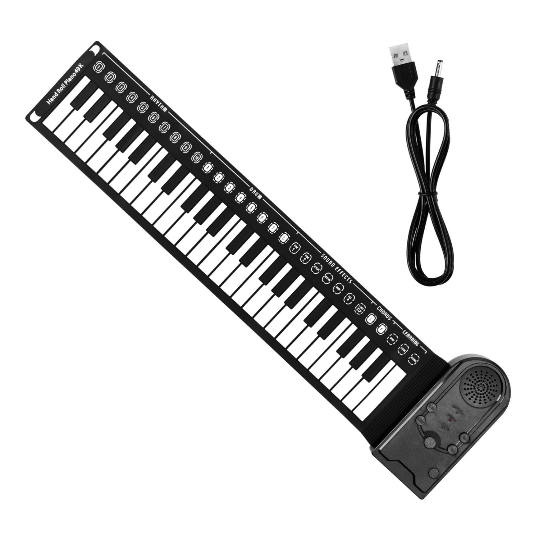 Mikinona Tastiera Musicale Portatile Pieghevole a 49 Tasti, Pianoforte Elettrico in Silicone Cavo Usb, per Principianti, Nero