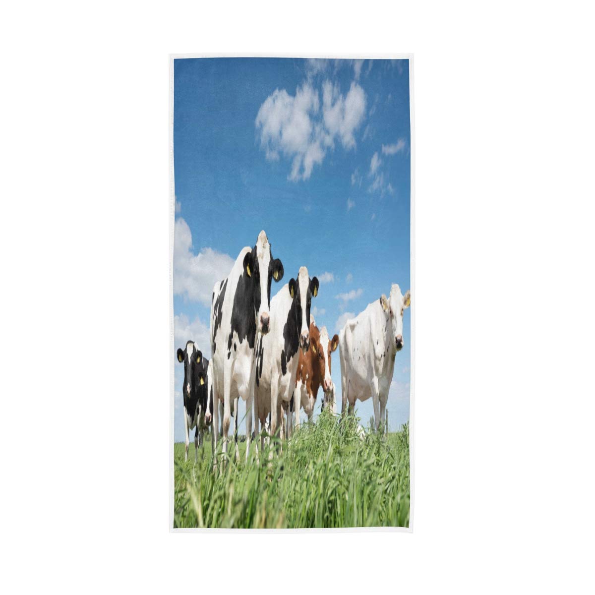 HUYGD Hand Towels Cotton Animal Cow Print Soft Towel Multipurpose Bathroom Beach Towel for Home Kitchen Swim Spa Gym, 30x15 inch