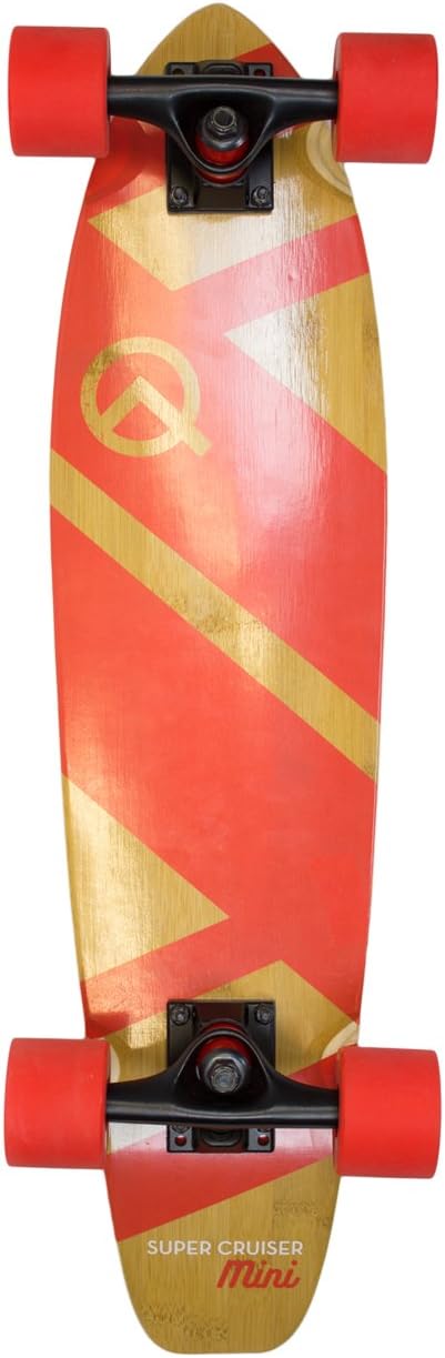 The Super Cruiser Mini 27" Red Bamboo and Maple Longboard Skateboard