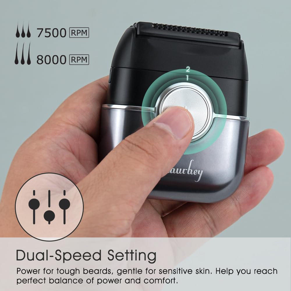 Mini rasoir électrique pour homme avec étui de voyage, Rasoir électrique étanchéité IPX7, Rasoir Portable Homme avec Tondeuse à cheveux longs et rasage à grille, Rasoirs à grille avec Écran LCD