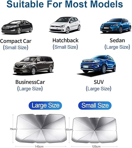 Miniatura 7 de helloleiboo - Protector solar para el parabrisas del auto contra los rayos UV y el calor, paraguas, reflector plegable