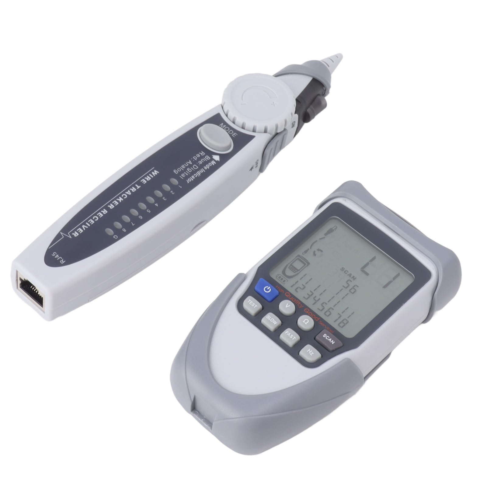 Kabelsucher mit Empfänger, Leitungssucher für Kabeltester mit LCD-Display, POE-Batteriespannungsmessung, multifunktionaler Kabelsucher für die Wartung von