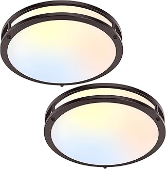 2-Pack 36W LED Ceiling Lights, 12inch Oil-Rubbed Bronze Flush Mount Light Fixtures 3600LM 2700K/3000K/4000K/5000K/6500K Adjustable Ceiling Lights, Modern Dimmable Lighting for Kitchen Hallway Bedroom