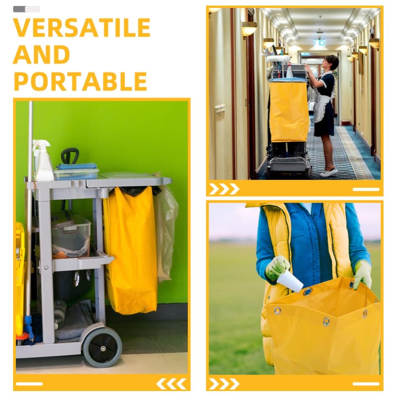 Image of Replacement Janitorial Cart Bags 27.16X15.74X10.23 Inch Canvas Cleaning Bags for Housekeeping Carts 2 Pack Durable Waste Collection and Cleaning Supply Tote