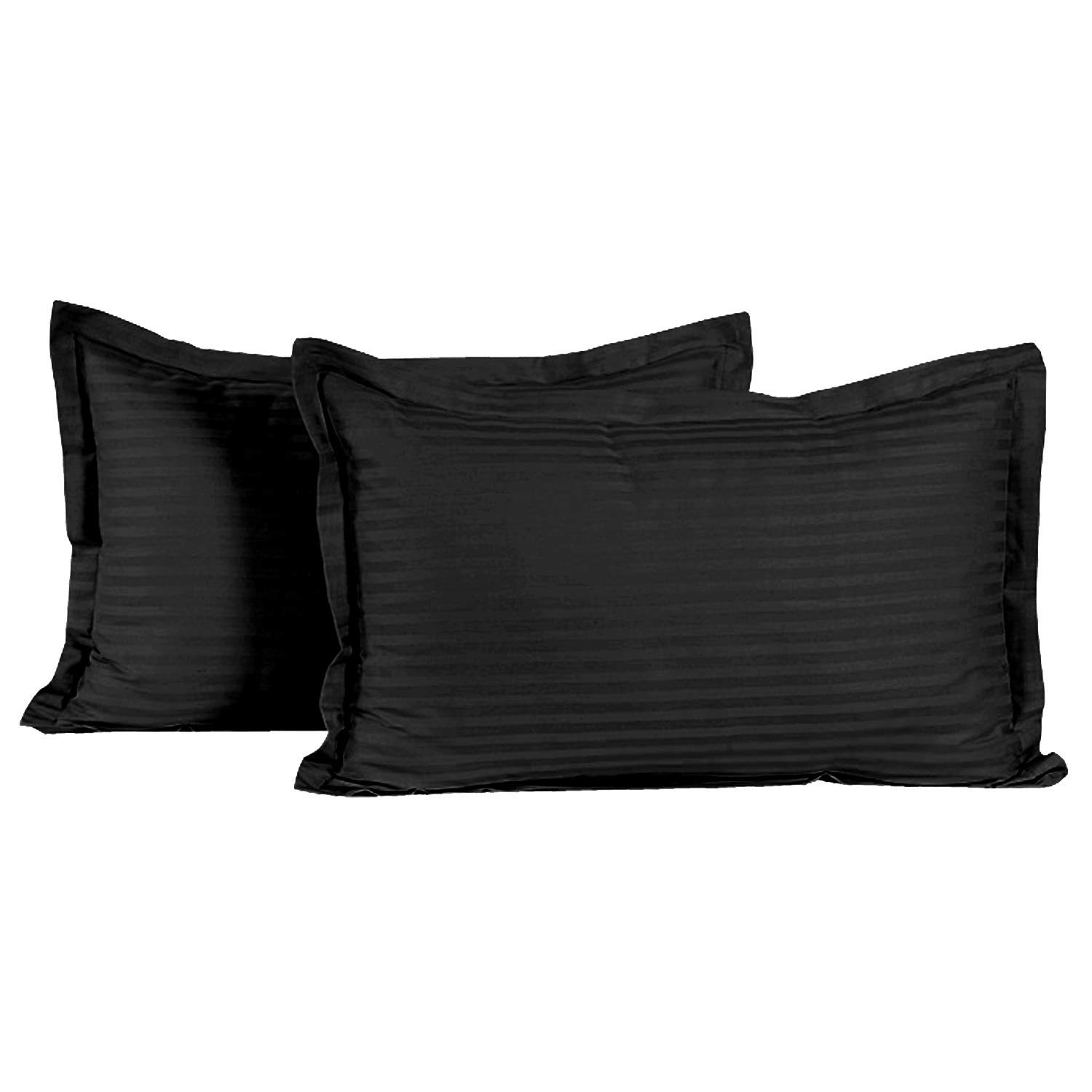 Kuber Industries Cotton Luxurious Striped 2 Pieces Pillow Cover 25"x17" (Black), CTKTC13947