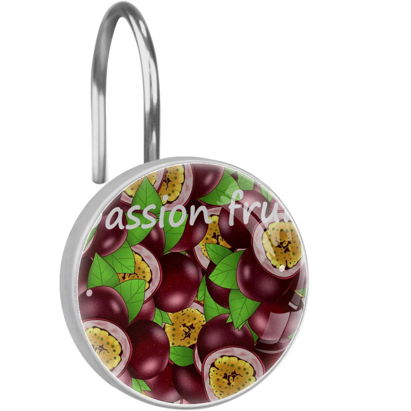 Crochets rideau de douche inox lot de 12 anneaux décoratifs fruits de la passion
