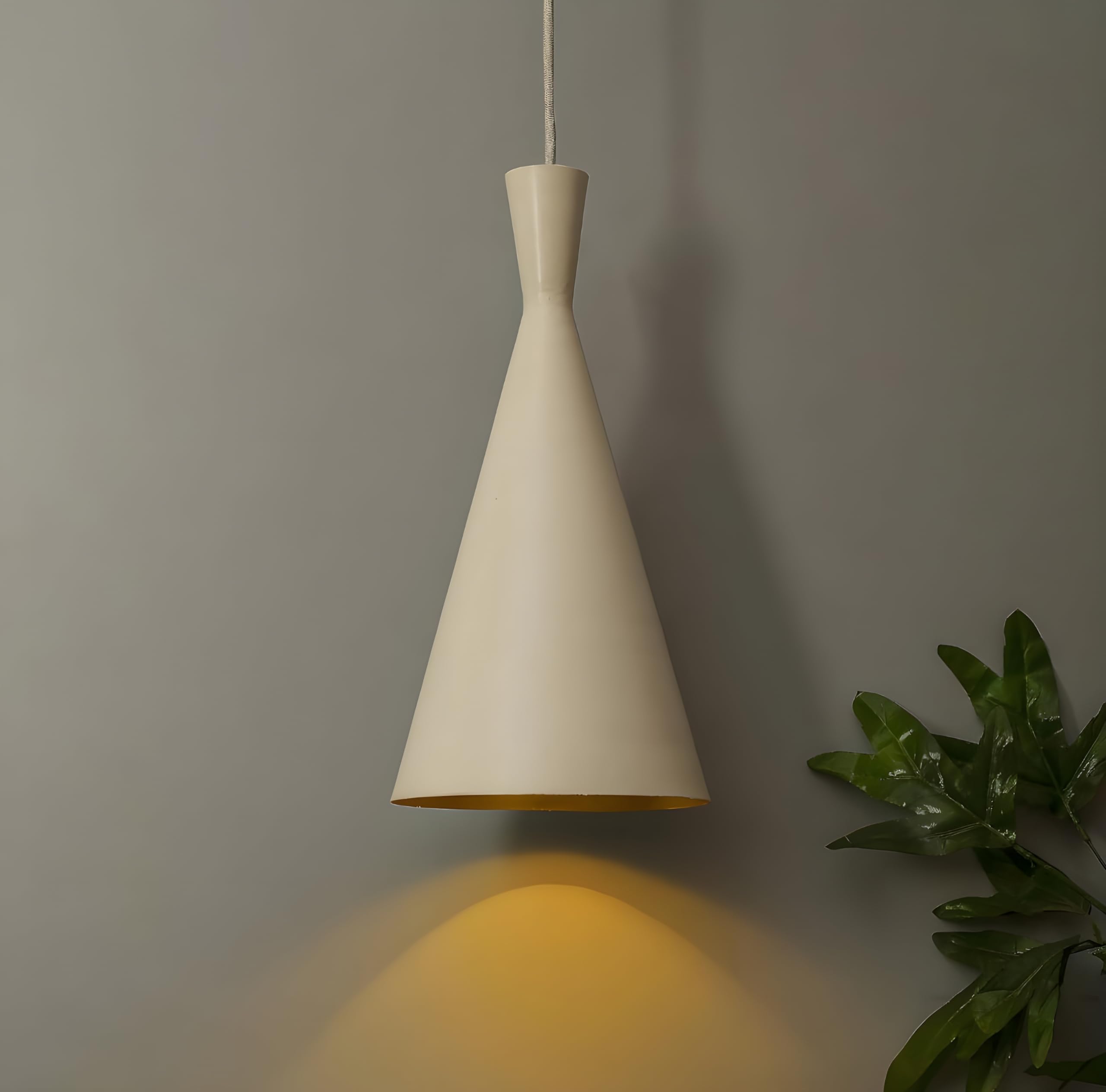 Modern Pendant Light, White Cone Shape Hanging Lamp, Living Room, Bedroom, Kitchen Decor, LED Compatible (with Bulb)-image-34