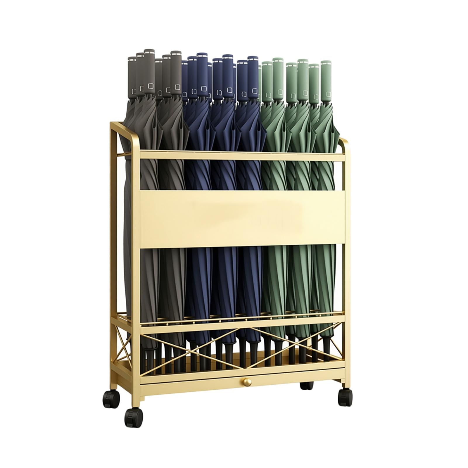 Meuble de rangement pour parapluie sur pied design à roulettes pour hôtel