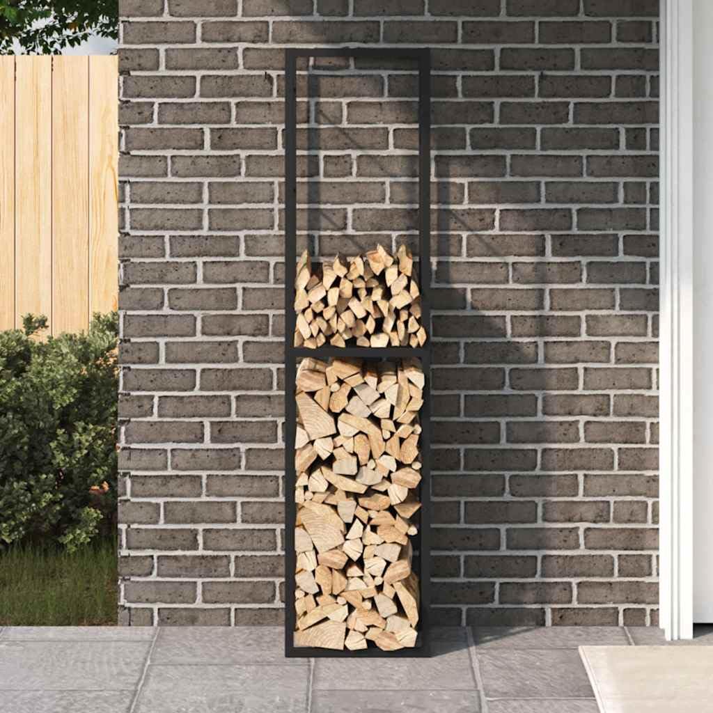 Homgoday Leñero de Acero Negro 50x30x209 cm