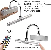 Vista 3 de BIGLIGHT - Luz LED inalámbrica a pilas para cuadros, con temporizador y regulador de intensidad, cabezales de luz giratorios con 3 modos