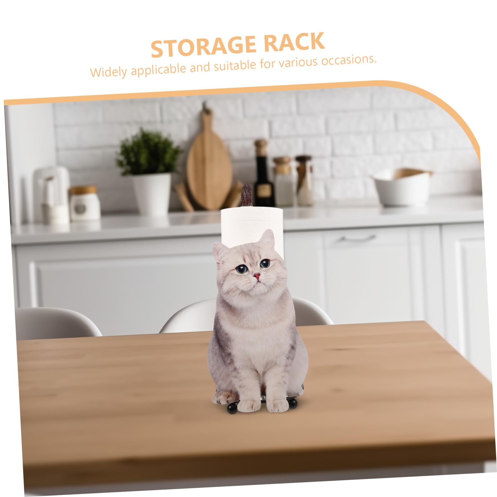 SOLUSTRE Porte-Papier Toilette en Fer de Chat Mignon Rangement pour Rouleau, Accessoire Décoratif Compact pour Salle de Bain et Salon