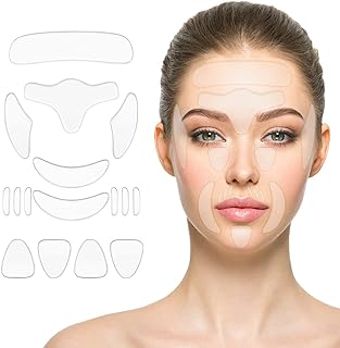 Ninge 16pcs Patches Skincare Silicone Face Wrinkle Smoothing Pads Reusable to Smooth Eyes, Mouth, Forehead Anti-Wrinkle Face Lift Tape for Overnight Use - Reduce Fine Wrinkles,Frown,Smile Lines