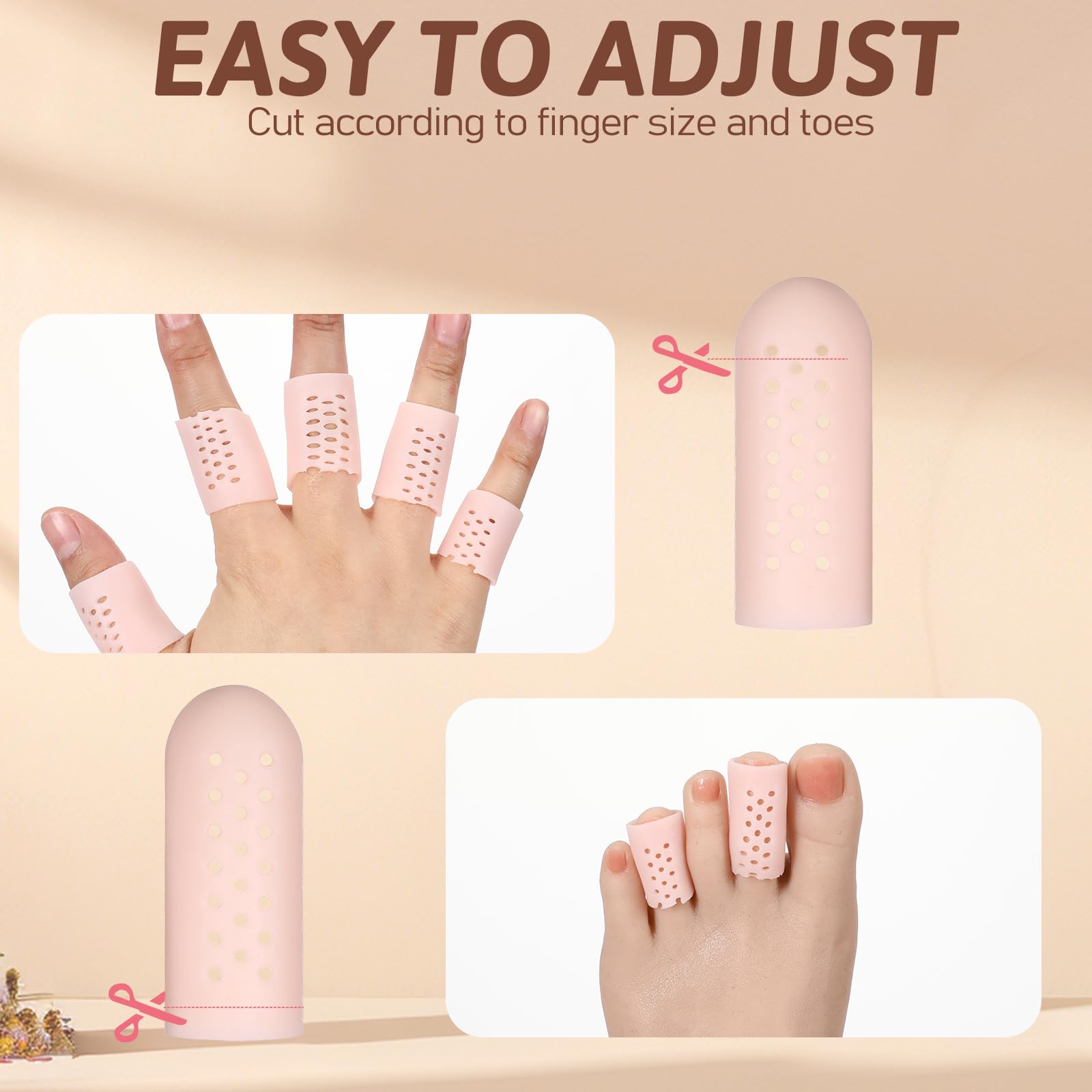 12 cunas de gel para dedos con agujeros de aire, protectores de dedos de silicona, puntas de dedos, protectores de dedos, protectores de dedos, guantes transpirables, protector de dedos para