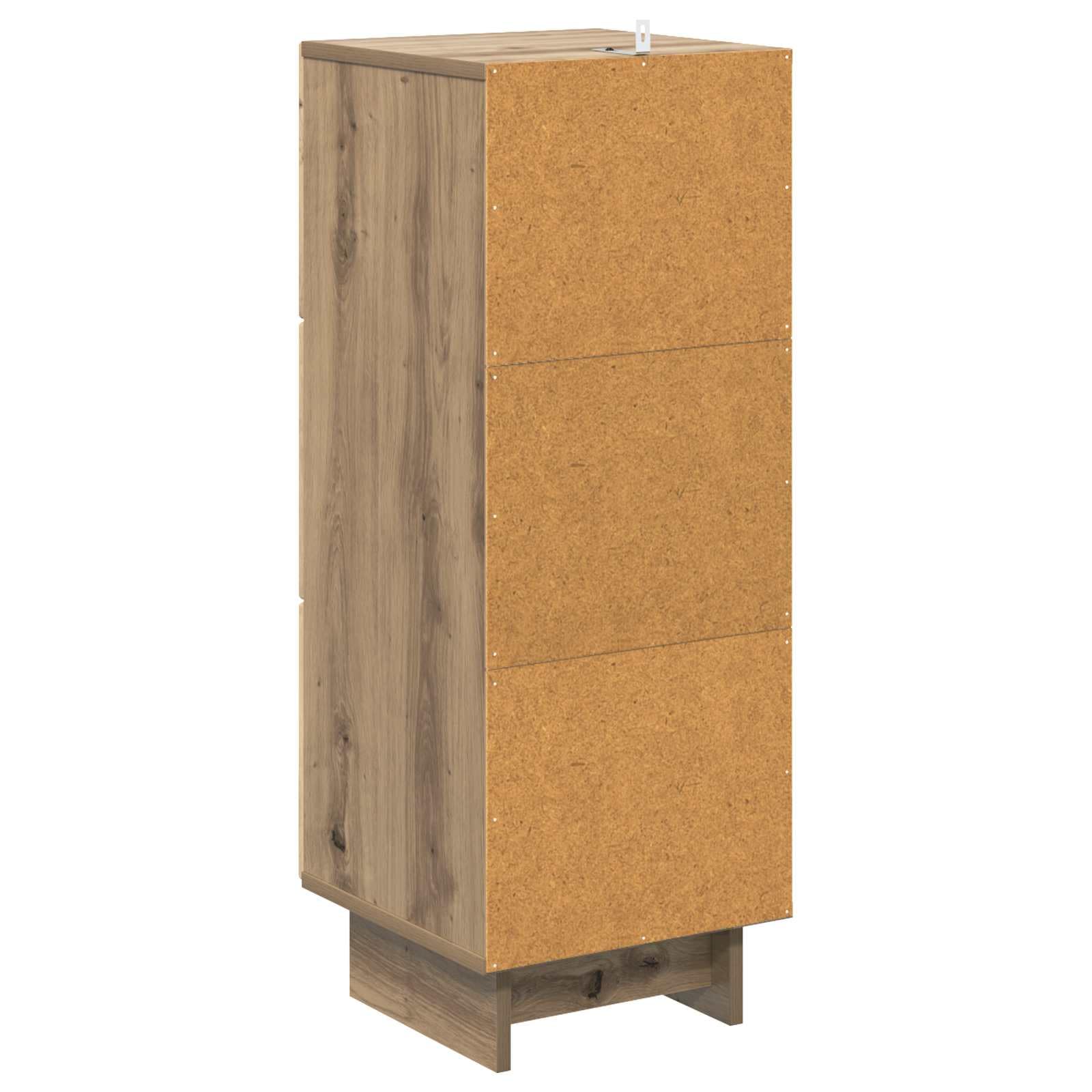 Cassettiera in rovere Artisan, 33 x 34,5 x 90 cm, con 3 cassetti, spazio per soggiorno, ufficio, corridoio e cucina, pratica soluzione di archiviazione con maniglie in metallo
