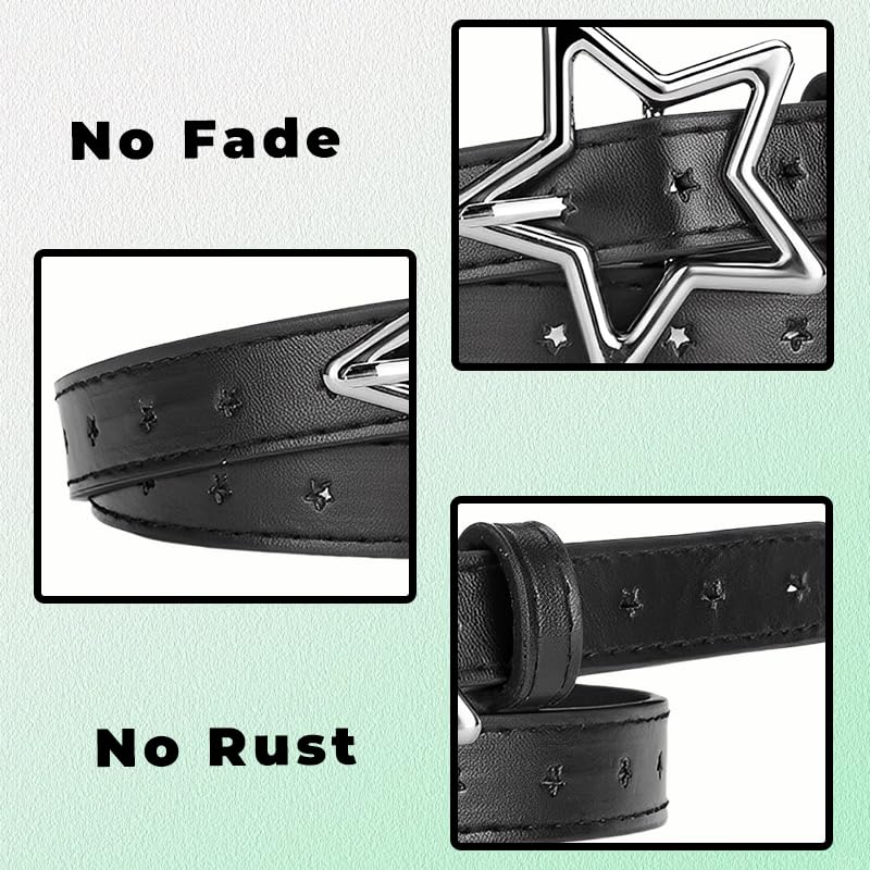 YALLNASL Retro Y2k Star Waist Belt for Girls Goth Punk Rock Belt for Jeans Dress Adjustable Faux Leather Belt Vintage3