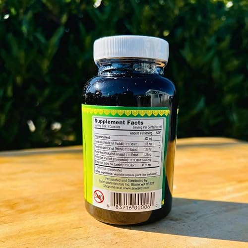 Miniatura 8 de Sewanti Fórmula ayurvédica de desintoxicación y rejuvenecimiento  Triphala Plus 90 V-cápsulas500 mg (90) Extracto de alta potencia 111 Amlaki,