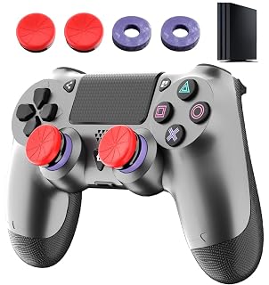 ThinTree Steel Black Wireless Controller Compatible for PS-4/Pro/Slim/PC, (Includes A Pair of Joystick Caps and Cushioning Pads), Dual Motor Vibration/Ergonomic Design/Motion Sensing/3.5mm Audio Jack - Amazon product rated Grade A