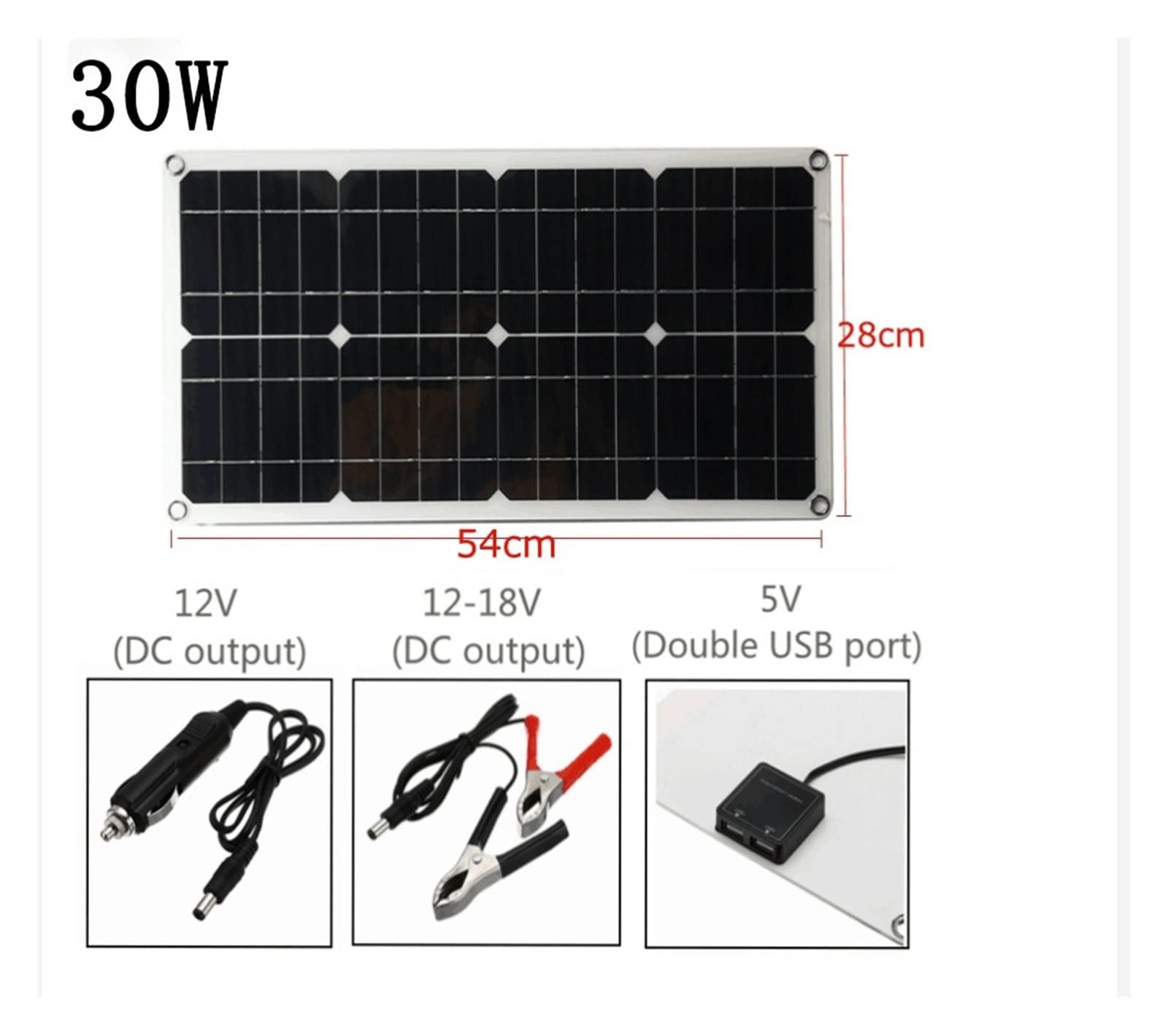 Pannello Solare Pannello Solare da 30 W Pannello Solare Pannello Fotovoltaico Veicolo Ricarica Solare Tesoro Batteria Esterna Mobile