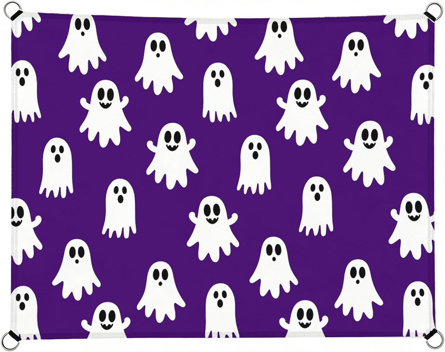 Halloween Sun Shade Sail 8'x10' Purple Ghost Rectangle Sun Shade Sails Canopy Waterproof Cute Spooky Horror Night Outdoor Sunshades Sand UV Block Cover Shade Cloth for Patio Backyard Garden Deck Porch