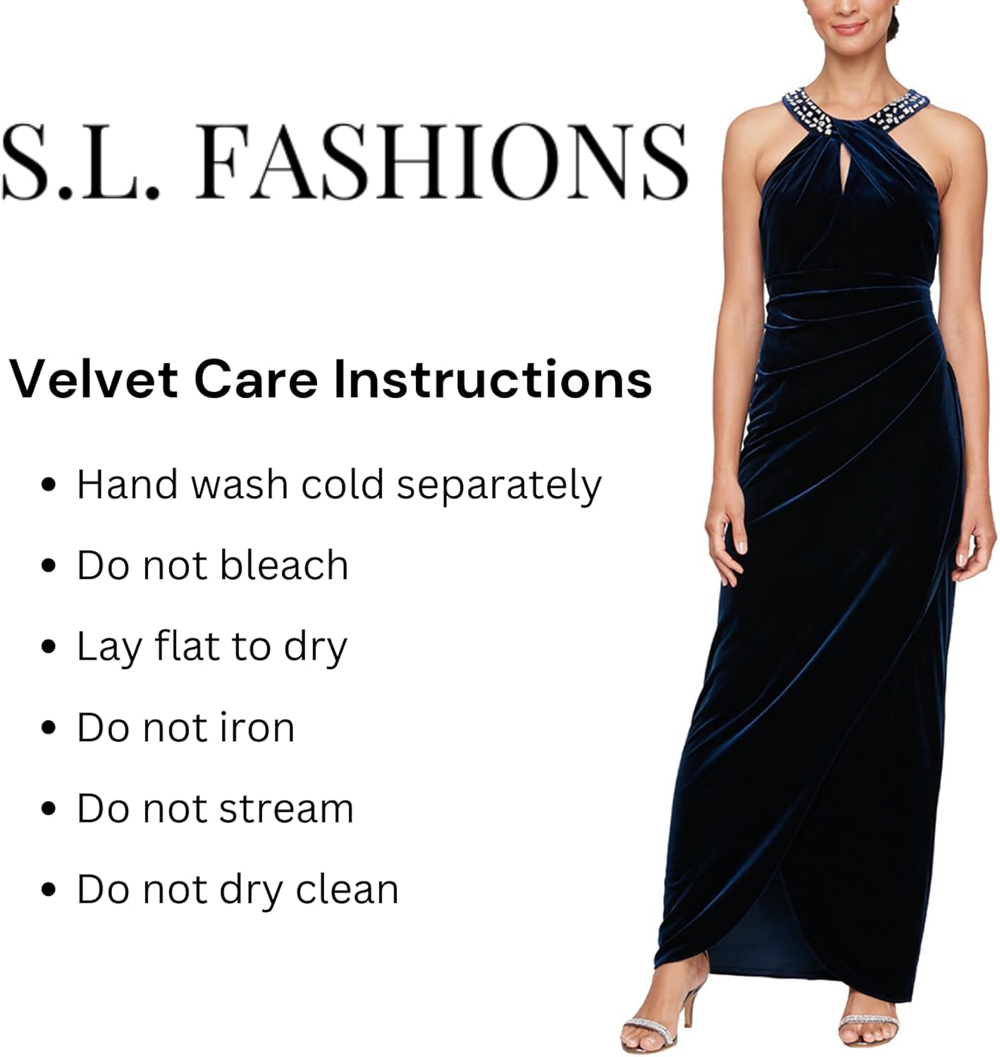 S.L. Fashions Womens Short Sequin Velvet Sheath Cocktail Dress with 3/4 Sleeves, Wedding Guest, Party Gown - Image 3